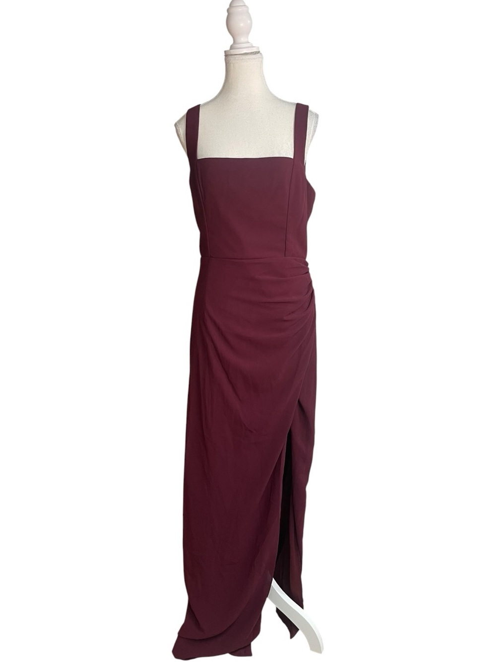 Lulus Glamorous Disposition Ruched Maxi Dress Burgundy